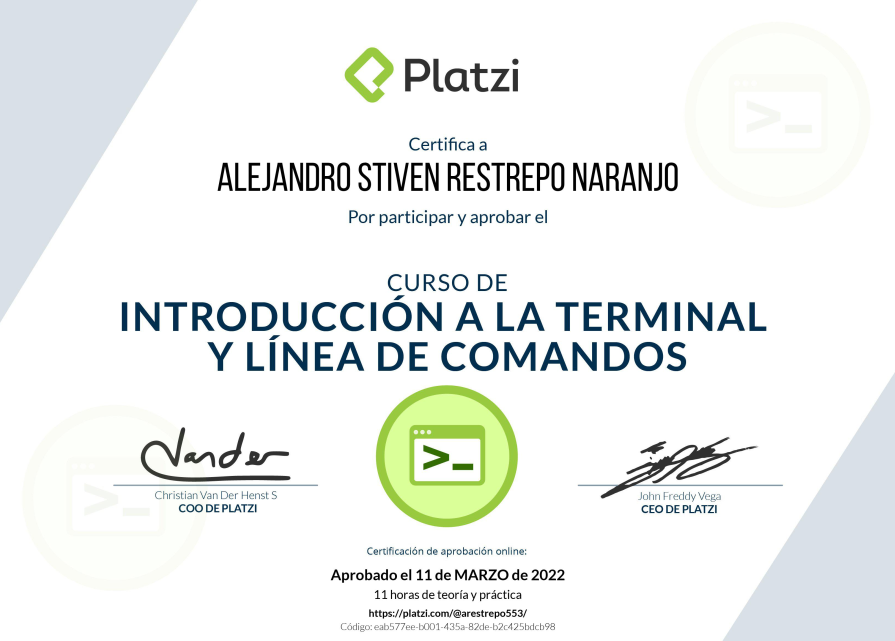 certificado del Curso
