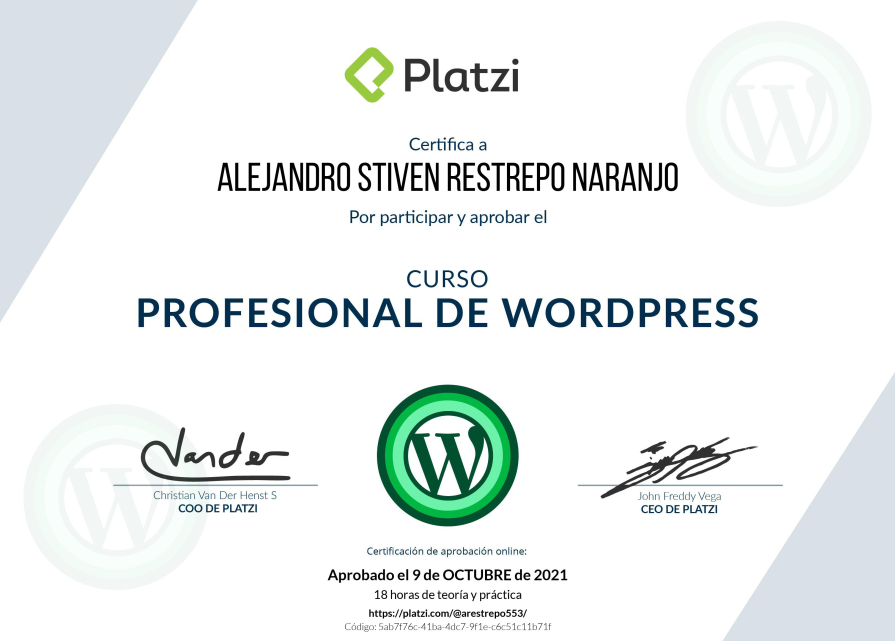 certificado del Curso