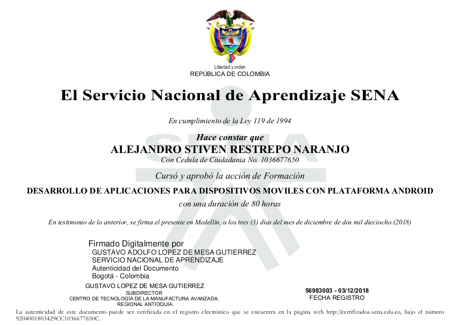certificado del Curso