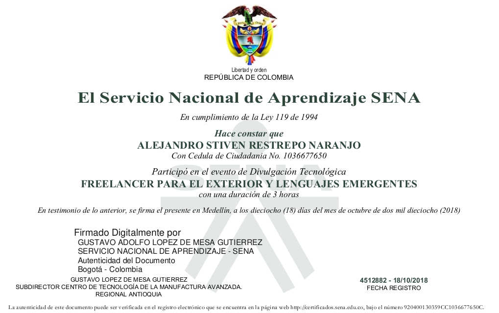 certificado del Curso