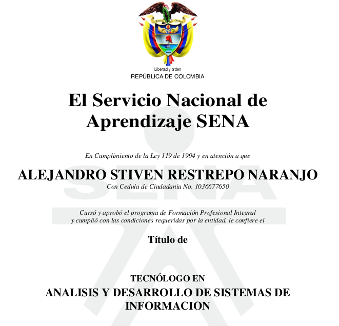 certificado del Curso